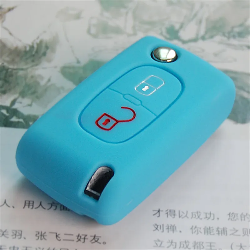 2 Buttons Silicone Car Key Case Cover Flip Remote Car Key Holder Shell Fob For Citroen C2 C3 C4 C8 PEUGEOT 308 207 307 3008 5008