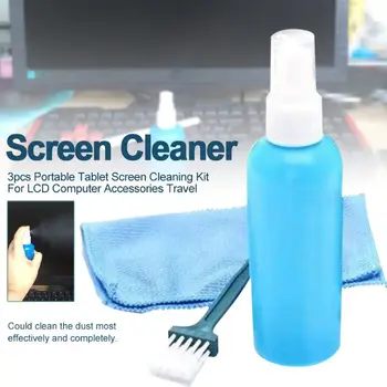 

1Set Portable Tablet Phone Screen Cleaning Kit Screen Cleaner with Clean Brush Cloth for LCD Computer Accessories