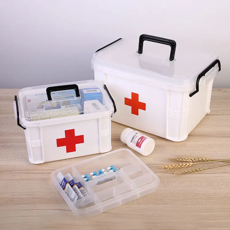 Household Medicine Box First Aid Multi-layer Medicine Storage Box Plastic Family Health Box Multi-function Large Capacity E11212 2