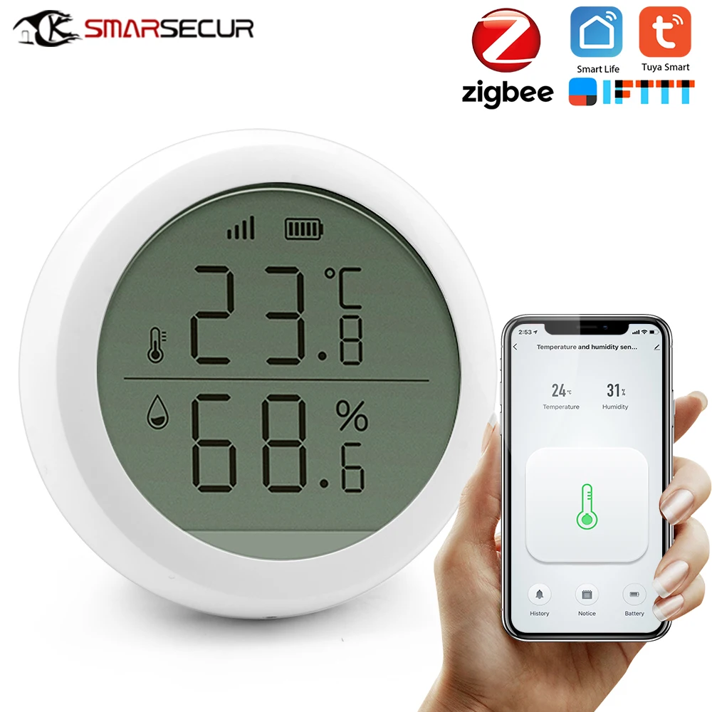 Умный дом Tuya Zigbee датчик температуры и влажности Высокая точность T & H датчик работы с шлюзом концентратор с дисплеем Умный дом Tuya Zigbee датчик температуры и влажности Высокая точность T & H датчик работы с шлюзом концентратор с дисплеем