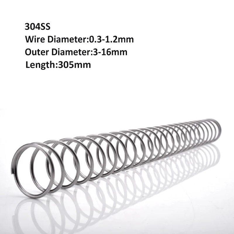 304 stainless steel compression spring Length 305mm Wire Dia 0.3mm~1mm 