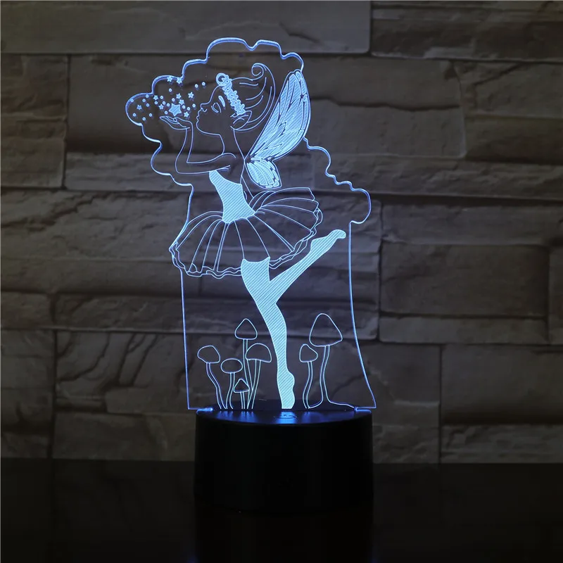 3D Lamp Tinker Bell Elvish Shyde Most Beautiful Gft for Child Touch Sensor Atmosphere 7 Color with Remote Led Night Light Lamp