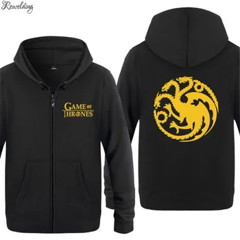 

Zipper Hoodies Men Game of Thrones House Targaryen Print Mens Hoodie Fleece Long Sleeve Jacket Coat Winter Male Skate Sweatshirt