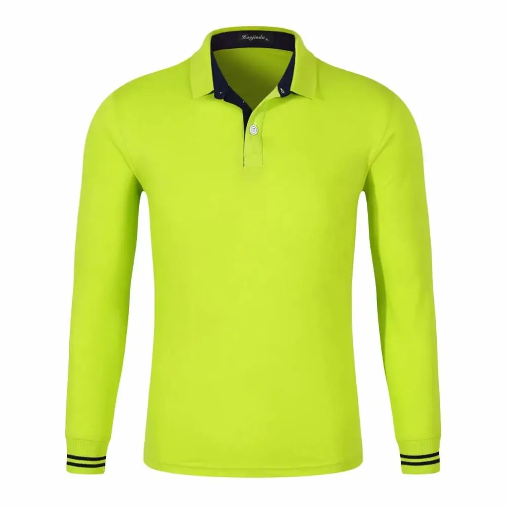 Fluorescent green Дизайн вашего собственного логотипа, изображение имени команды, высокое качество, Классическая рубашка поло с длинным рукавом, мужская и женская Повседневная рубашка поло, S-4XL - Цвет: Fluorescent green