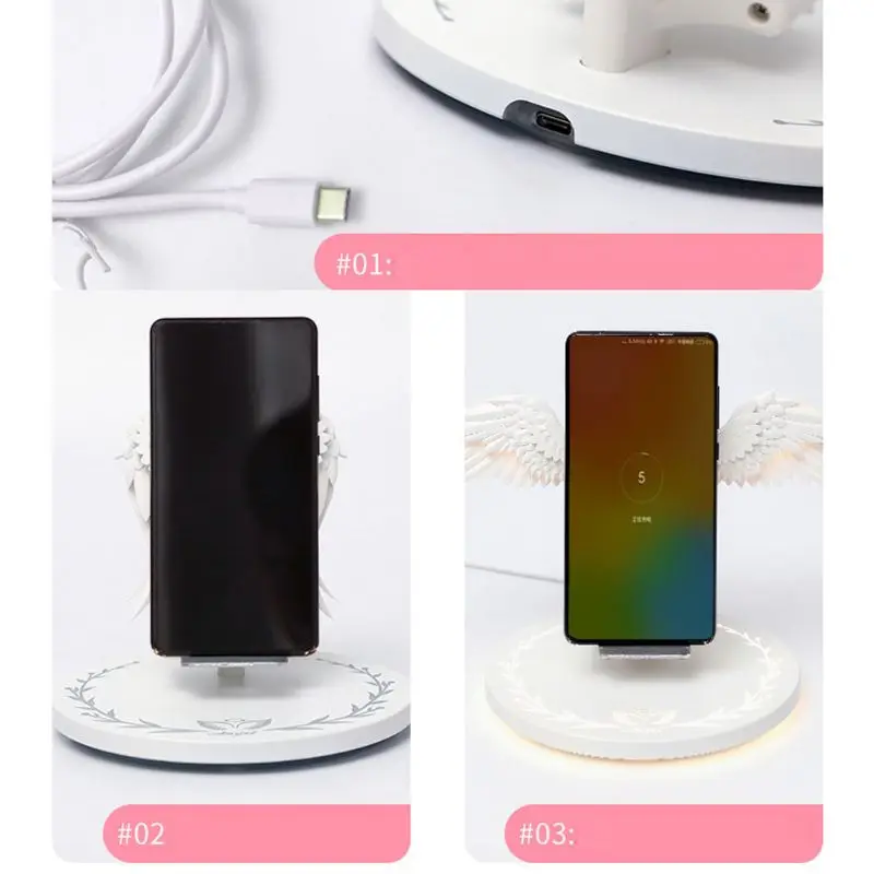 Универсальный Красочный светодиодный Qi беспроводной зарядной док-станции 10 Вт Крылья Ангела быстрое зарядное устройство для iPhone 11 Pro X XR 8 Plus Smasung huawei Xiaomi