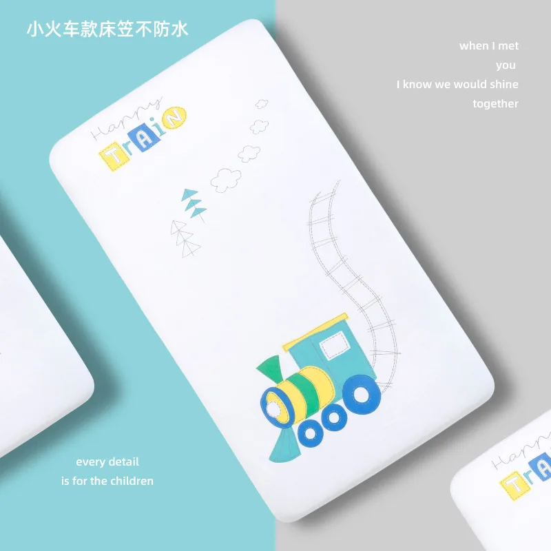 INS Nordic Baby Cot Fitted Bed Sheet Knit Cotton Matress Cover Newborn Baby Child  Bed Sheets Cute Printing Bedroom Beddings (3)