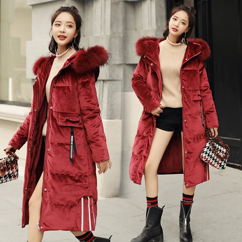 

Dongdaemun Cotton Coat Mid-length 2019 Winter New Style Korean-style Loose-Fit Cotton-padded Clothes Women's Large Fur Collar Co