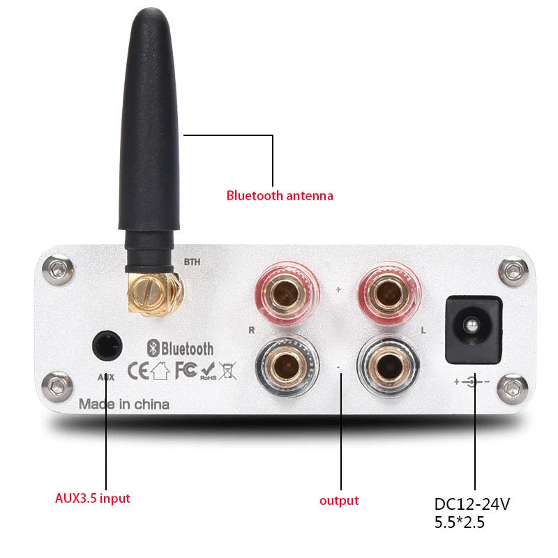 KYYSLB 50 Вт* 2 DC12~ 24 В TPA3116 мини 5,0 Bluetooth усилитель QCC3003 Fever уровень HIFI стерео домашний цифровой усилитель 4~ 8 евро