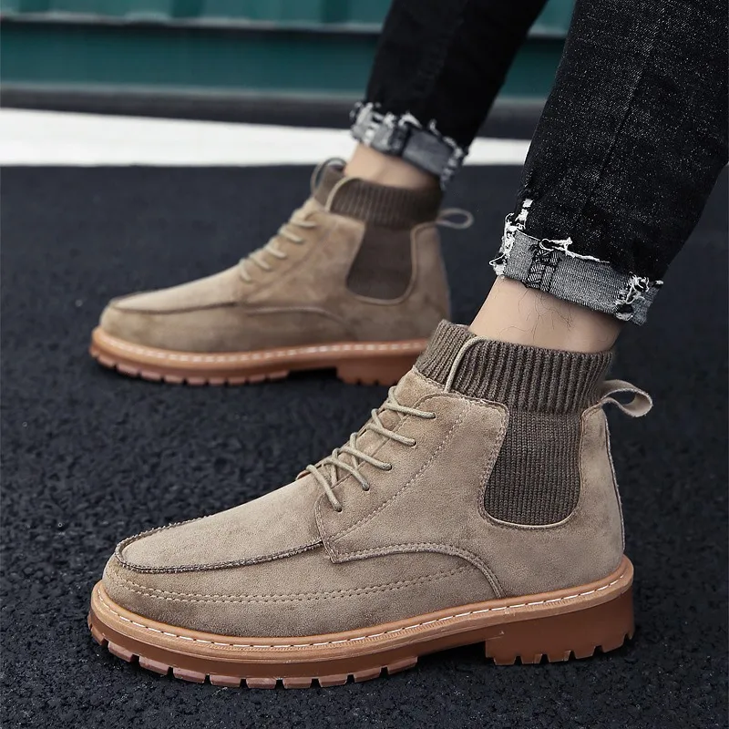 

2019 New Style Martin Boots Men's Boot Retro British Style Hight-top Velcro Foot Covering Desert Worker Boot