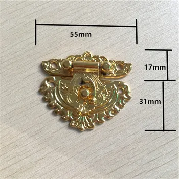 

30pcs 55x48mm Antique Latch Catch Hasp Solid Clasp Buckle Agraffe Small Lock Wooden Box Hardware Bronze Gold