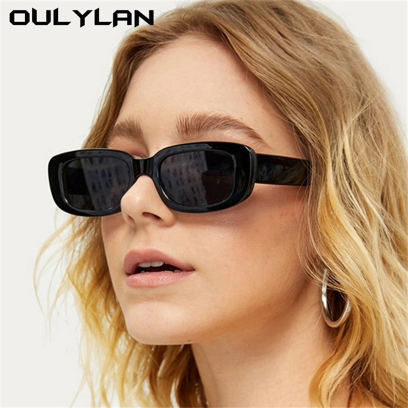 Oulylan 2022 Vintage Sunglasses Women Luxury Personality Small Sun Glasses for Men Retro Black Yellow Eyeglasses UV40 Mirror black cat eye sunglasses