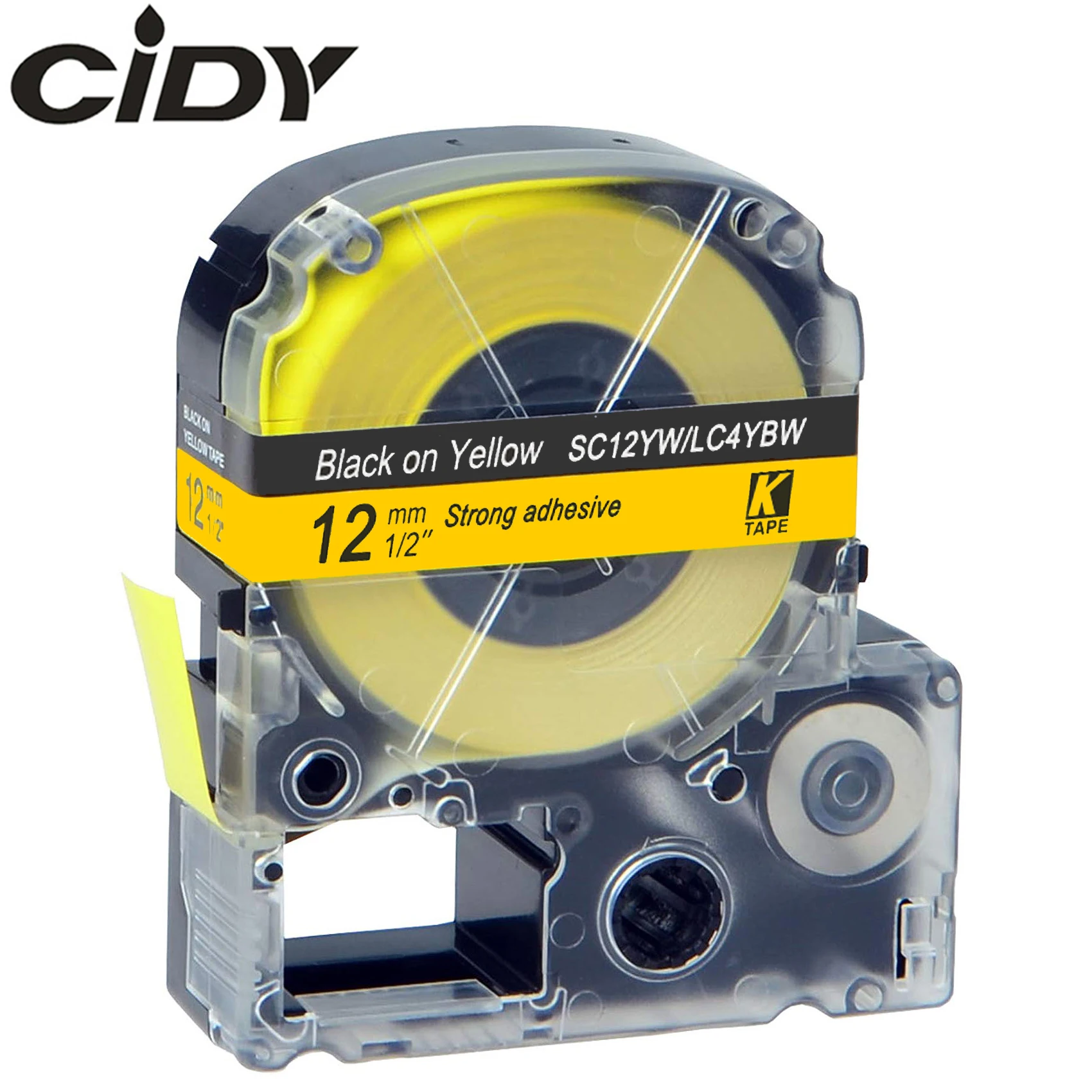 CIDY совместимый 12 мм черный на желтом SC12YW LC-3YBW LC3YBW LC 3YBW лейбле работает для kingjim label
