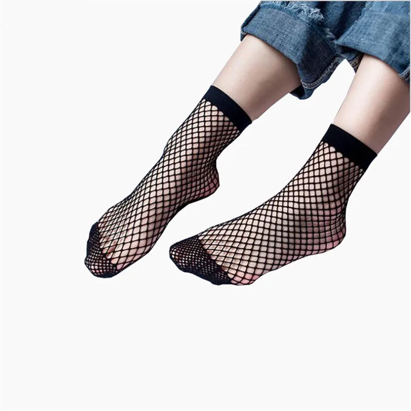 Transparent Anti Hook Wire Ankle Socks Casual Fashion Women Hollow Net Socks Silk Thread able Mesh Net Black Socks
