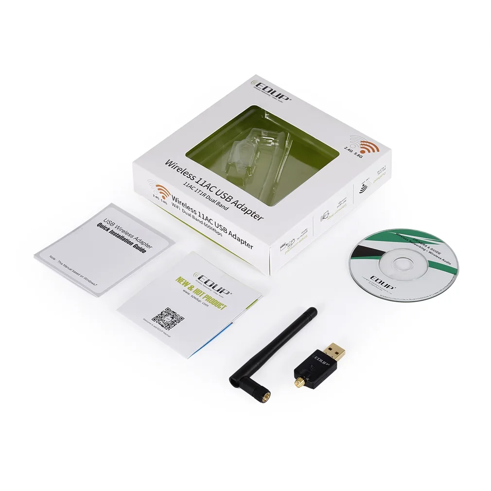 USB WiFi адаптер AC600Mbps 2,4 GHz& 5,8 GHz беспроводной сетевой адаптер двухдиапазонный Wifi ключ 2dBi внешние антенны
