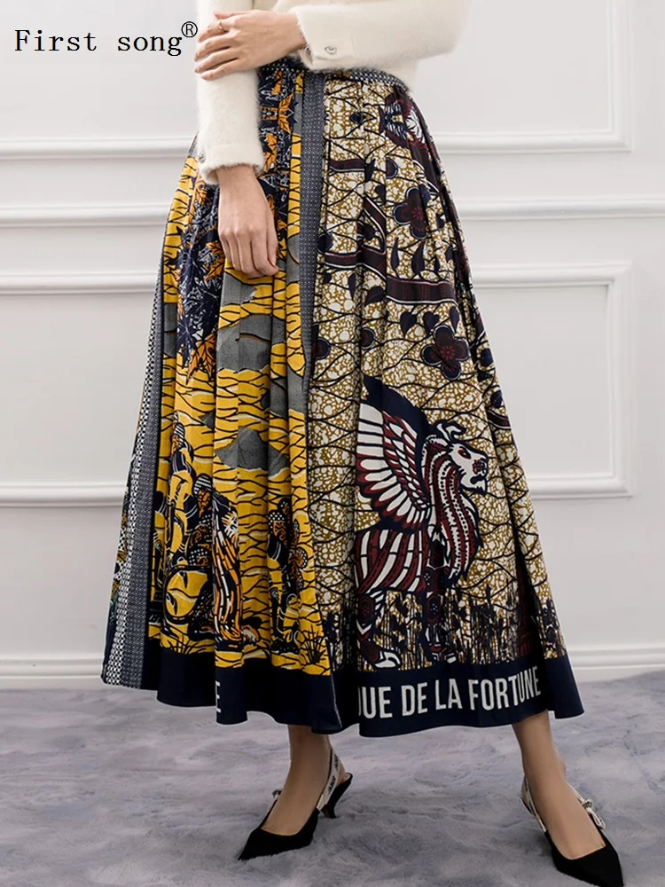 Юбка женская плиссированная из вискозы с 3D-принтом в стиле ретро | Женская одежда