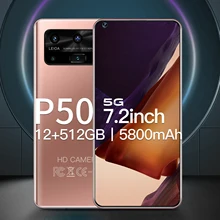 P50 Smartphone 7.2 Global Unlock HD Full Screen 12+512GB Android 10.0 16+32MP Camera 5800mAh Big Battery Smart Phone