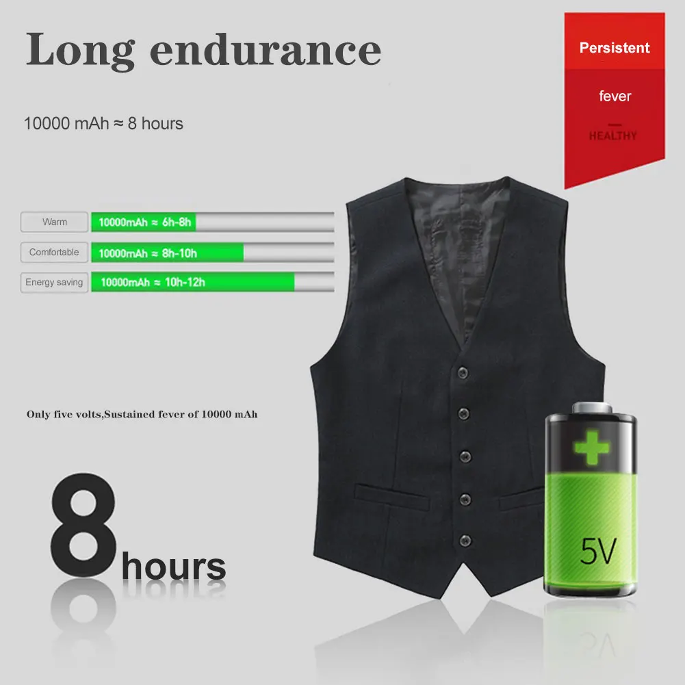

Smart Fiber Charging Heating Men Suit V Neck USB Charging Fever Vest Formal Jacket