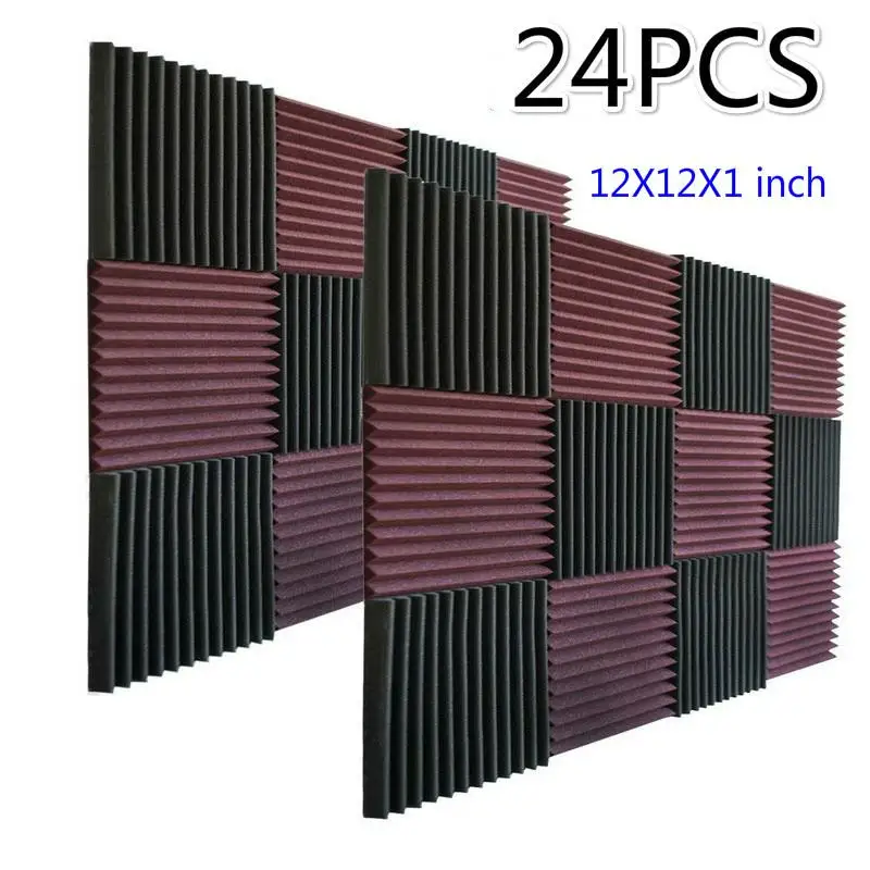 12pc Bur 12pc Акустические панели студийная звукоизоляция пены клинья плитки огнеупорные " X 12" X 12" - Цвет: 12pc Bur 12pc