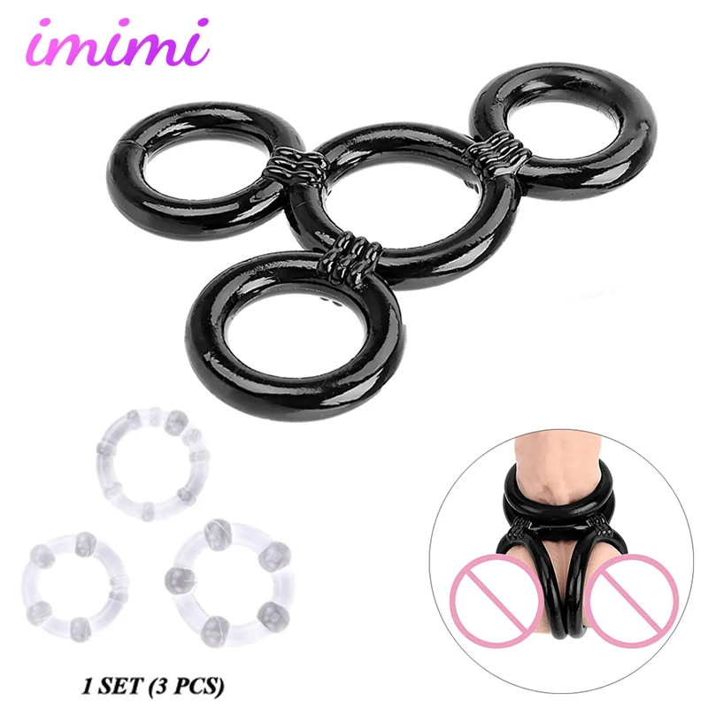 4 Rings Cock Rings Penis Rings Penile Trainer Delay Ejaculation High Elasticity Prostate Treatment Massager Sex Toys for Men 4 Rings Cock Rings Penis Rings Penile Trainer Delay Ejaculation High Elasticity Prostate Treatment Massager Sex Toys for Men