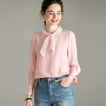 

A201037 Silk Shirt Female Temperament 2019 Season Top Silk Loose Shirt Female
