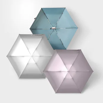 

Flat Sun Umbrella Rain Women Titanium Silver Anti UV Mini Umbrella Kids Portable Five-folding Umbrella Windproof