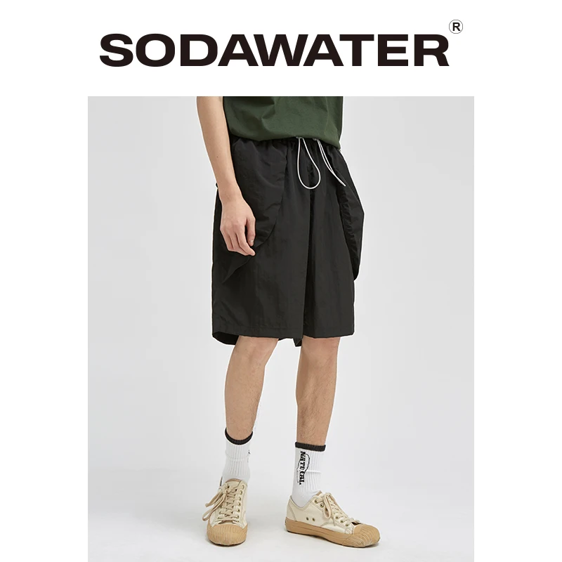 Мужские тренировочные шорты SODAWATER черные повседневные свободные с эластичным