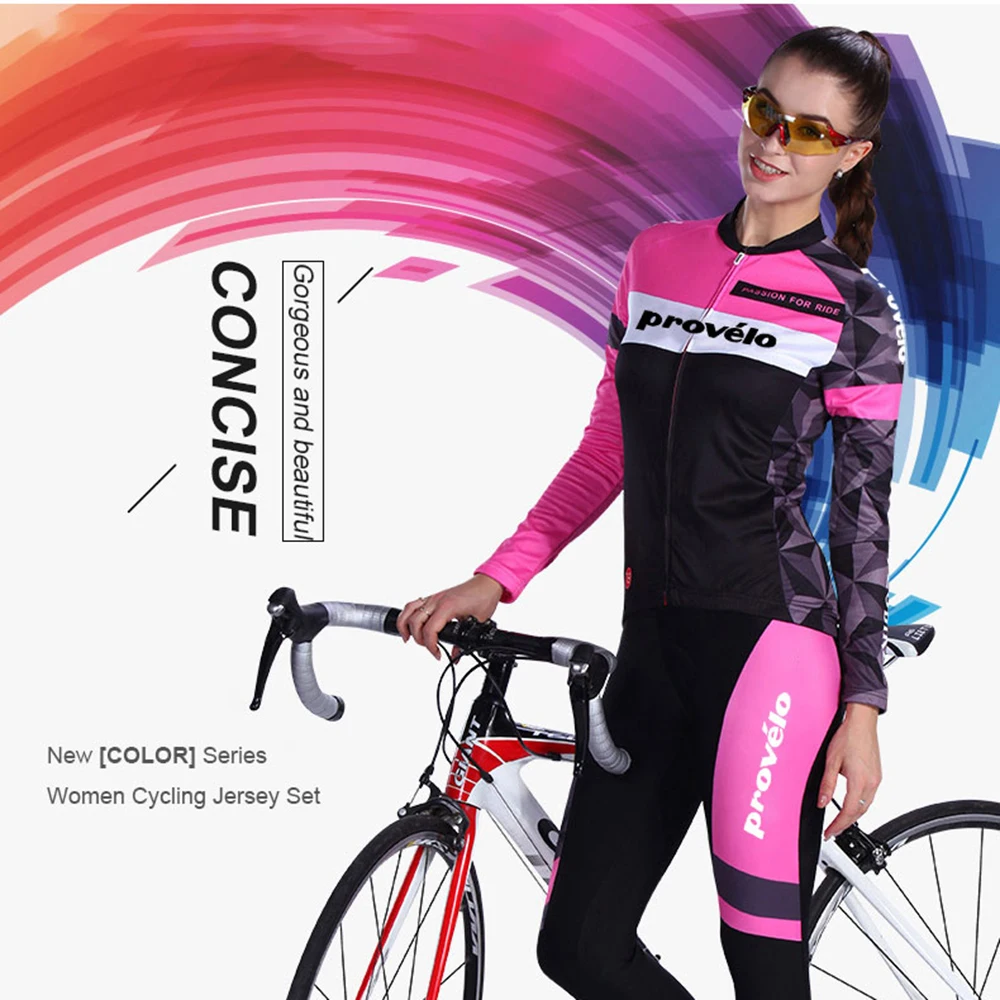 

Cycling Jersey Set Women Long Sleeve Cycling Clothing Breathable Mesh Fabric MTB Bike Jersey Road Bicycle Mujer Ropa Ciclismo