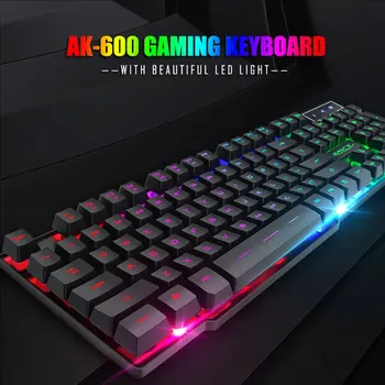 

Wired Gaming Keyboard Mechanical Feeling Backlit Wired USB 104 Keys Computer PC English Keyboard