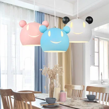 

European-style Mickey Hanging Light Simple Minimalist Cartoon Creative Home Decor Bedroom Children's Room Bedside Pendant Lamp