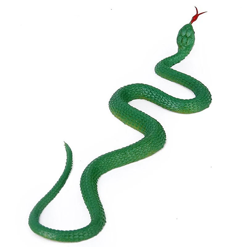 Имитация мягкая игрушка из пластика змея моделирование змея резиновый наконечник Игрушка-зеленый