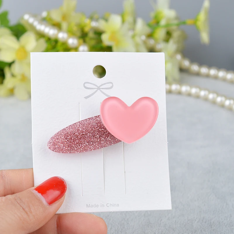 7 Heart 1 упаковка модный дизайн девушки красивый цветной круглый/звезда/Сердце шаблон заколки для волос милые детские аксессуары для волос А4 - Цвет: 7 Heart