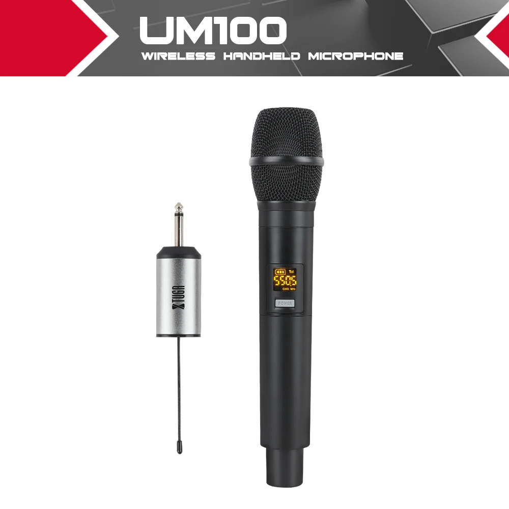 XTUGA UHF беспроводной микрофон система ручной светодиодный UHF динамик с портативным приемником для семьи K Songs
