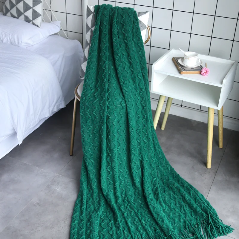 Candy Color Knitted Tassel Blanket Chair Lounge Covering Furniture Settle Blankets Quilt Baby Bedding | Дом и сад