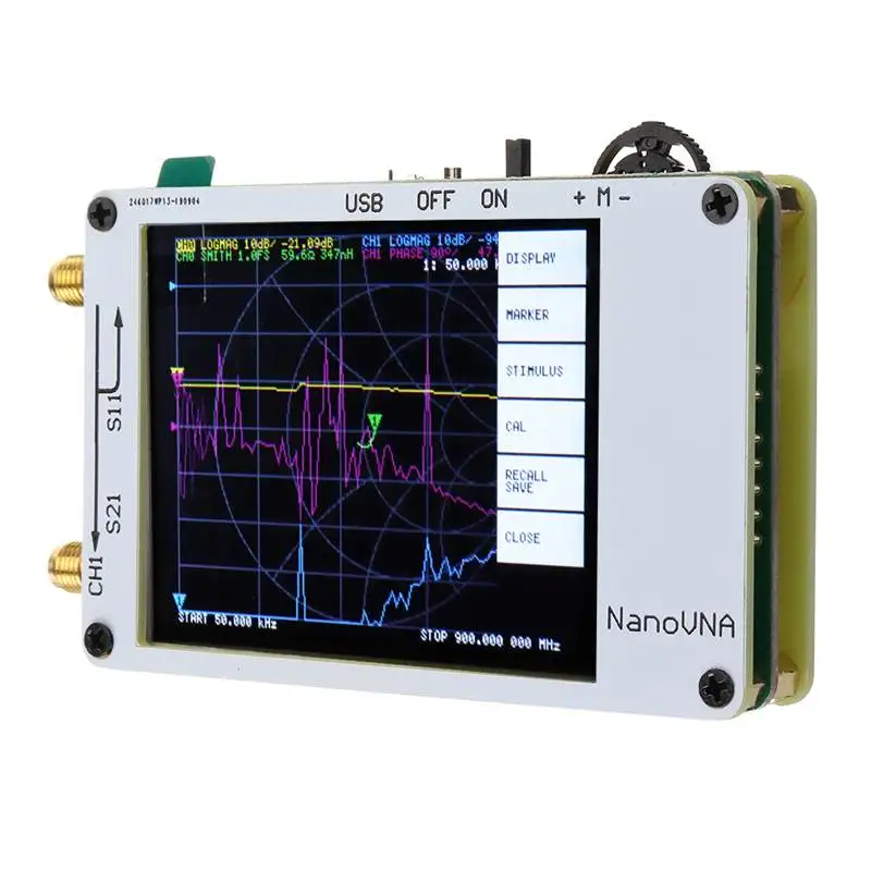 Белый векторный сетевой анализатор NanoVNA 50 KHz-900 MHz цифровой ЖК-дисплей HF VHF UHF анализатор Постоянный волны USB мощность