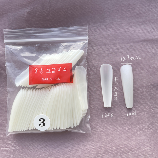Fake Nails Extend Transparent Ballet Long False Nails Art With Glue UV Press On 50PC Full Cover Tips for Nail Ofessionals