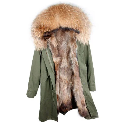 Зимняя Толстая Теплая Куртка парка из натурального меха енота пальто с капюшоном природный енот куртка с подкладкой из натурального меха для мужчин - Цвет: 7