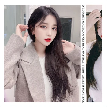 

HUAYA 5 Clips One-piece Extension Hair Pieces High Tempreture Synthetic Natural Long Straight Wigs Invisible Hair Extension