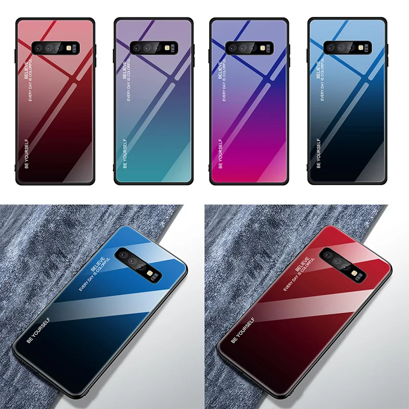 Роскошный чехол из закаленного стекла с градиентом для телефона samsung Galaxy S10 Lite Plus