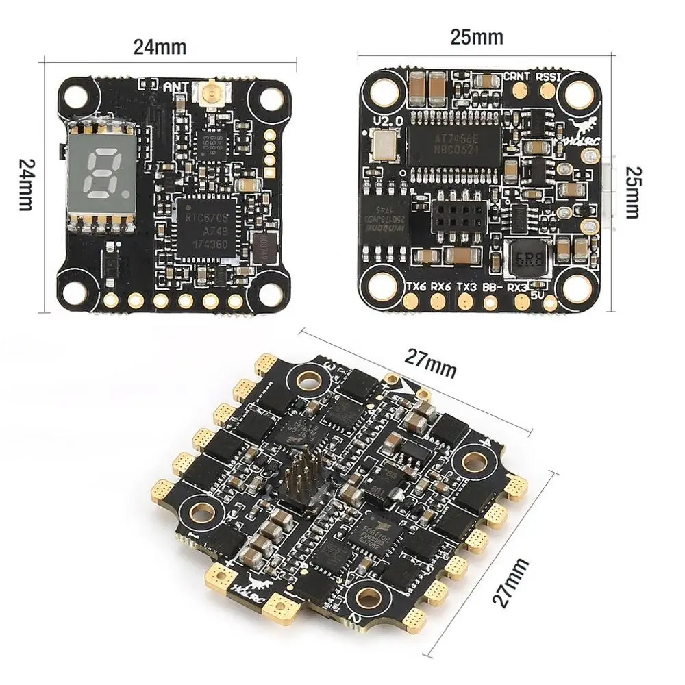 

HGLRC XJB F428-TX20.v2 F4 Flight Controller 2-4S 28A Blheli_S ESC 25/100/200/350mW tx20.v2 VTX for RC 65mm-250mm Drone