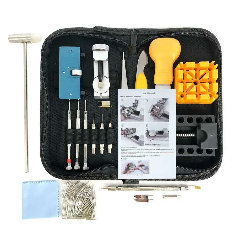 

168 Pcs Portable Watch Repair Tools Kit Professional Battery Spring Bars Tools Watch Maintenance Band Strap Link Remover Tools