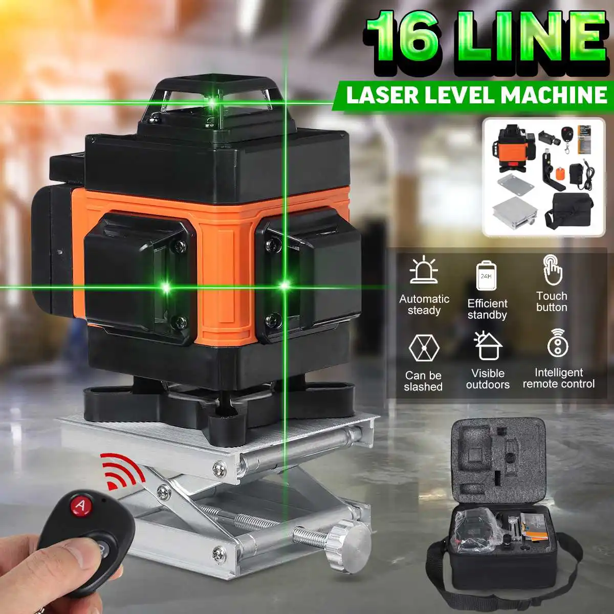 4D 16 Line Laser Level Digital Self Leveling 360° Rotary Measuring Machine Tool