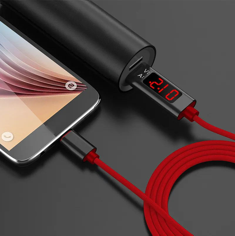 1 м type-c/Micro USB кабель для телефона Напряжение тока светодиодный дисплей для iPhone type-c Micro USB кабель для зарядки для samsung кабели