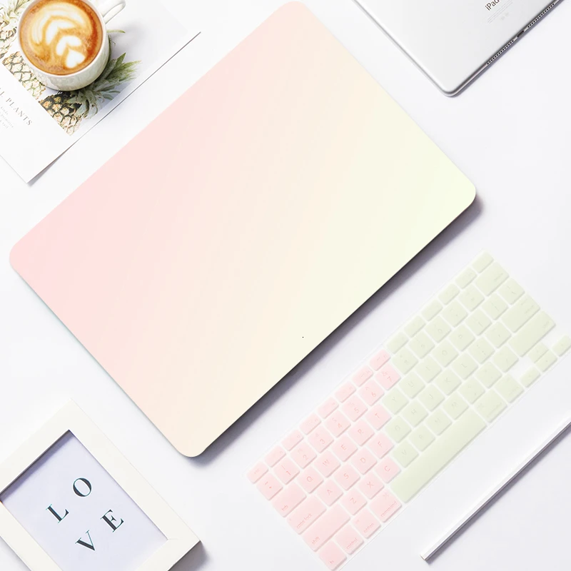 Однотонный чехол для Macbook Air 13 A1932, чехол для клавиатуры, чехол для ноутбука MacBook Air 13 Pro retina 11 12 13,3 15 Touch Bar - Цвет: Gradient3-Keyb Cover