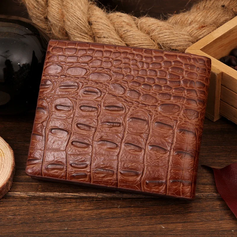 

Trendy new style crocodile pattern men's short wallet business casual men's horizontal wallet large capacity wallet