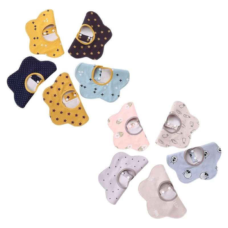 

5pcs/set Newborn Baby Pure Cotton Waterproof Flower Bibs Feeding Burp Cloths R2JF