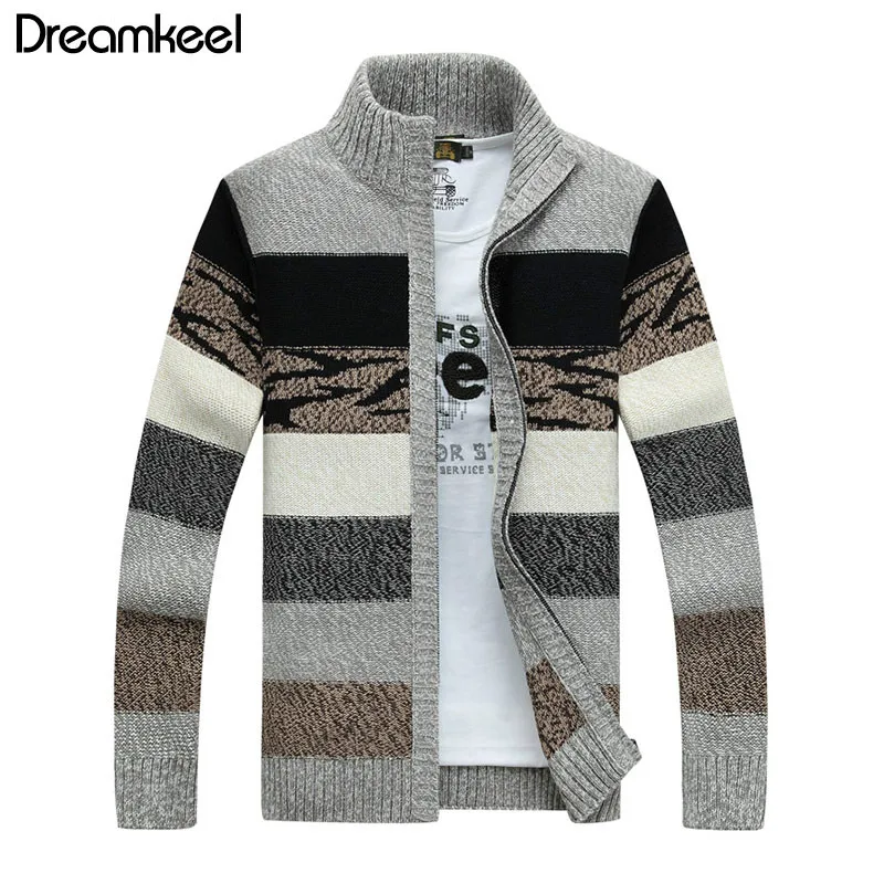 

2019 Autumn New Men's Thick Sweatercoat Sweaters Male Winter Knitted Wool Jackets Outerwear Slim Fit Patchwork Sweater Y