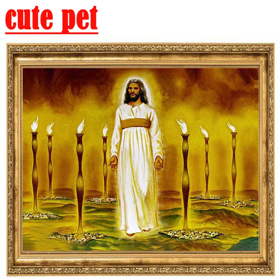 3d wallpaper Religion Icon of St Jesus mosaic Diamond Painting artwork DIY Full SquareRound Drill Embroidery Home decor | Дом и сад