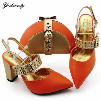 

Hot Sale European Style Fashion Pumps Party Shoes And Bag Set 2019 Summer Pointed Toe Ladies Shoes And Bag Set For Wedding Party