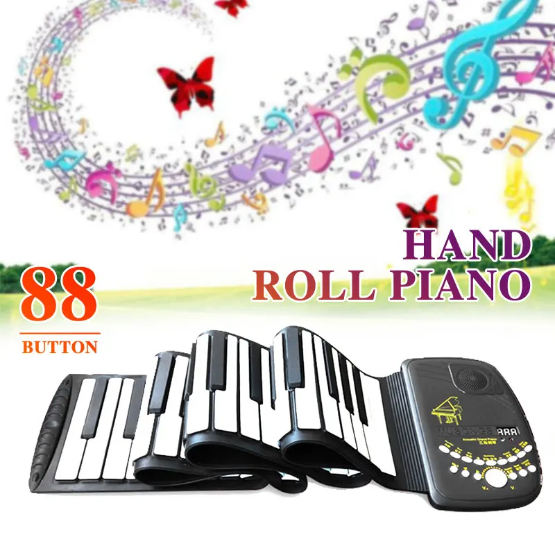

88 Key Adult Electronic Organ Roll Up Piano USB Charging Silicon with Loud Speaker D88K10 Beginner Gift