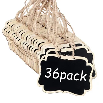 

36 PCS Mini Chalkboards Signs, 3.54 x 2.55 Inch Hanging Chalkboards Signs Message Board Signs for Decorations or Storage Sign